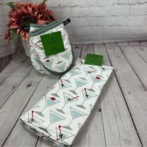 NWT Kate Spade Martini Print Towels & mini mitts set city traditional